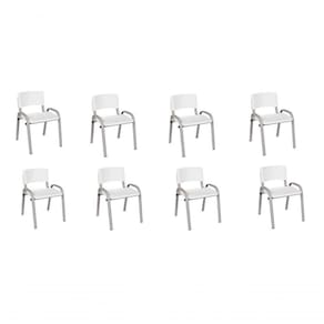 Kit 8 Cadeiras Infantil Iso, Escola, Base Cinza-branco