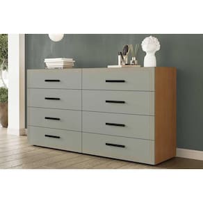 Cômoda Solteiro Valência c/ 8 Gavetas Freijo/Verde - Politorno