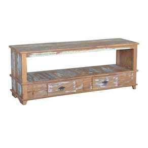 Rack Aparador Lorena 1,5M 2 Gavetas Madeira Maciça Pátina