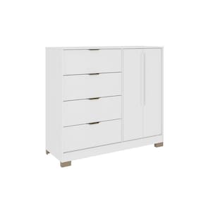 Cômoda de Quarto 1177 c/ 1 Porta e 4 Gavetas Branco - Carraro