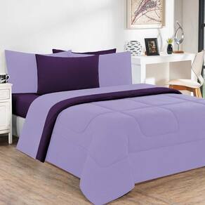 Kit Edredom Malha 100% Algodão Gran Moratta 3 Peças Casal - Lilás-roxo