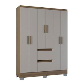 Guarda Roupa Napoles 6 Portas 2 Gavetas Poquema Castanho/off White