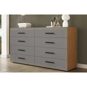 Cômoda Casal Valência c/ 8 Gavetas Freijo/Cinza - Politorno