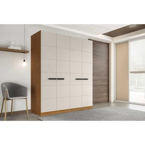 Guarda Roupa 4 Portas e 4 Gavetas Lisboa Freijo/Creme - Politorno