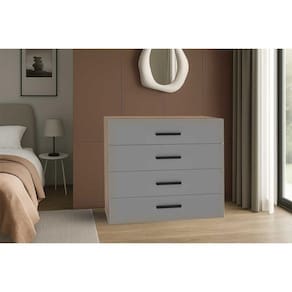 Cômoda Solteiro Valência c/ 4 Gavetas Freijo/Cinza - Politorno