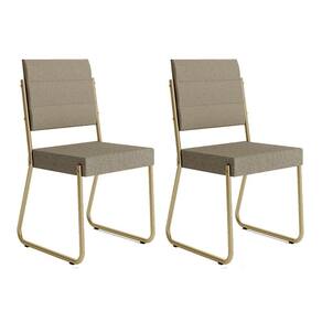 Kit 2 Cadeiras de Cozinha 1736 Aço 2 Uni Dourado/Linho Bamboo/Courano Bamboo - Carraro