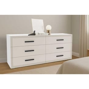 Cômoda Juvenil Valência c/ 6 Gavetas Branco/Creme - Politorno