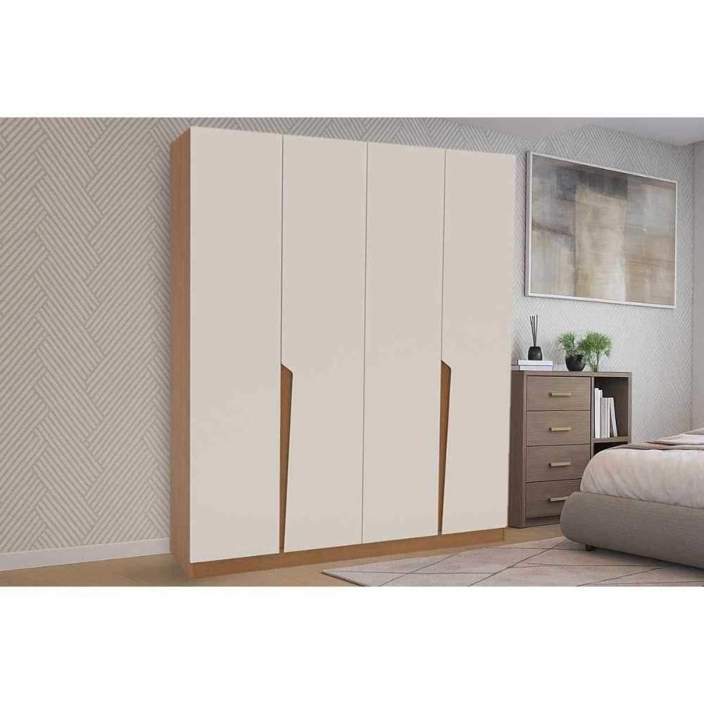 Guarda Roupa 4 Portas e 4 Gavetas Porto Freijo/Creme - Politorno