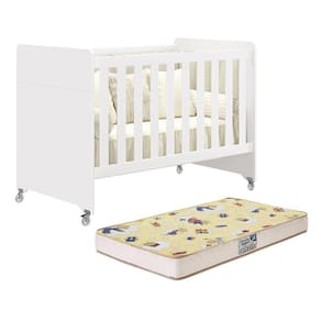 Berço Evolution 4 Em 1 Branco Fosco Com Colchão Supreme - Reller Móveis Branco Fosco