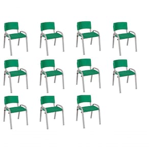 Kit 11 Cadeiras Infantil Iso, Escola, Base Cinza-verde Escuro
