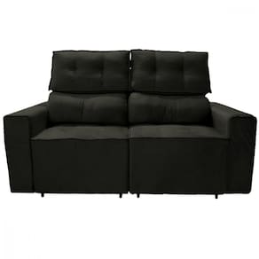 Sofá Para Sala Reclinavel Estofado Price 180cm Suede Marrom Escuro