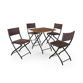 Jogo De Mesa Dobravel Imbuia Com 4 Cadeiras Marrom