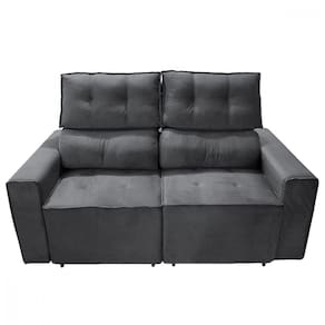 Sofá Para Sala Reclinavel Estofado Price 180cm Veludo Chumbo