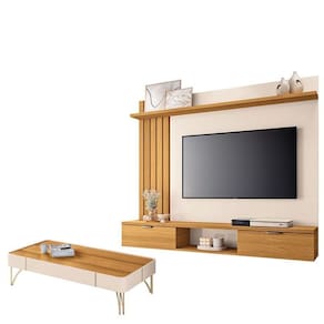 Painel Para Suspenso Lets Com Mesa De Centro Cadenza Cinamomo Off White - Hb Móveis