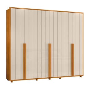 Guarda-roupa Casal Volpi Ripado 6 Portas 6 Gavetas - 7 Decor Cinamomo E Off White