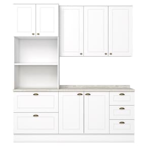 Cozinha Modulada Americana 3 Peças Com Torre Quente 2 Fornos Branco/calcare - Móveis Henn Branco/calcare