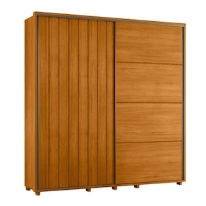 Guarda-roupa Casal Monet Ripado 2 Portas De Correr 4 Gavetas - 7 Decor Cinamomo