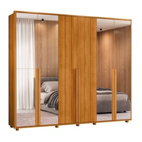 Guarda-roupa Casal Volpi Ripado 6 Portas 6 Gavetas 4 Portas C/ Espelho - 7 Decor Cinamomo