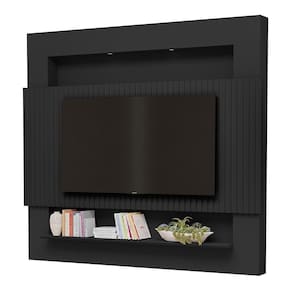 Painel Home Suspenso Riviera Ripado Preto Para Até 75? - Móveis Luapa Preto