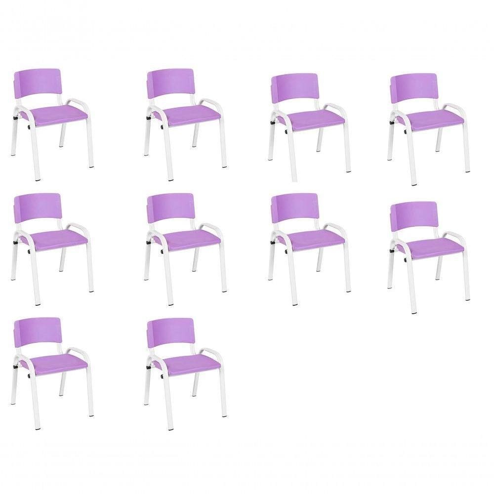 Kit 10 Cadeiras Infantil Iso, , Base Branco Lilas