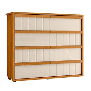 Cômoda Tarsila 100% Mdf Ripado 8 Gavetas - 7 Decor Cinamomo E Off White