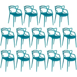 Kit 14 Cadeiras De Jantar Allegra Design Empilhável - Turquesa