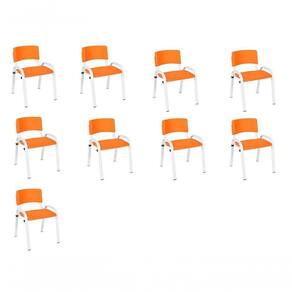Kit 9 Cadeiras Infantil Iso, , Base Branco- Laranja
