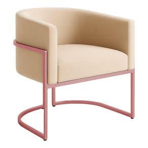 Poltrona Decorativa Luana Veludo Com Pés De Ferro Rosê 7 Decor Bege