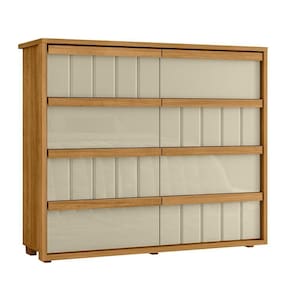 Cômoda Tarsila 100% Mdf Ripado 8 Gavetas - 7 Decor Cumaru E Opala