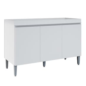 Balcão Pia Manu 120cm 3 Portas Branco Sem Tampo Ajl Móveis Branco