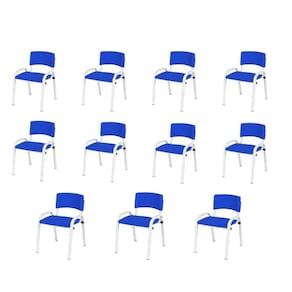 Kit 11 Cadeiras Infantil Iso Base Branco Azul