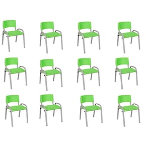 Kit 12 Cadeiras Infantil Iso Base Cinza Verde Claro