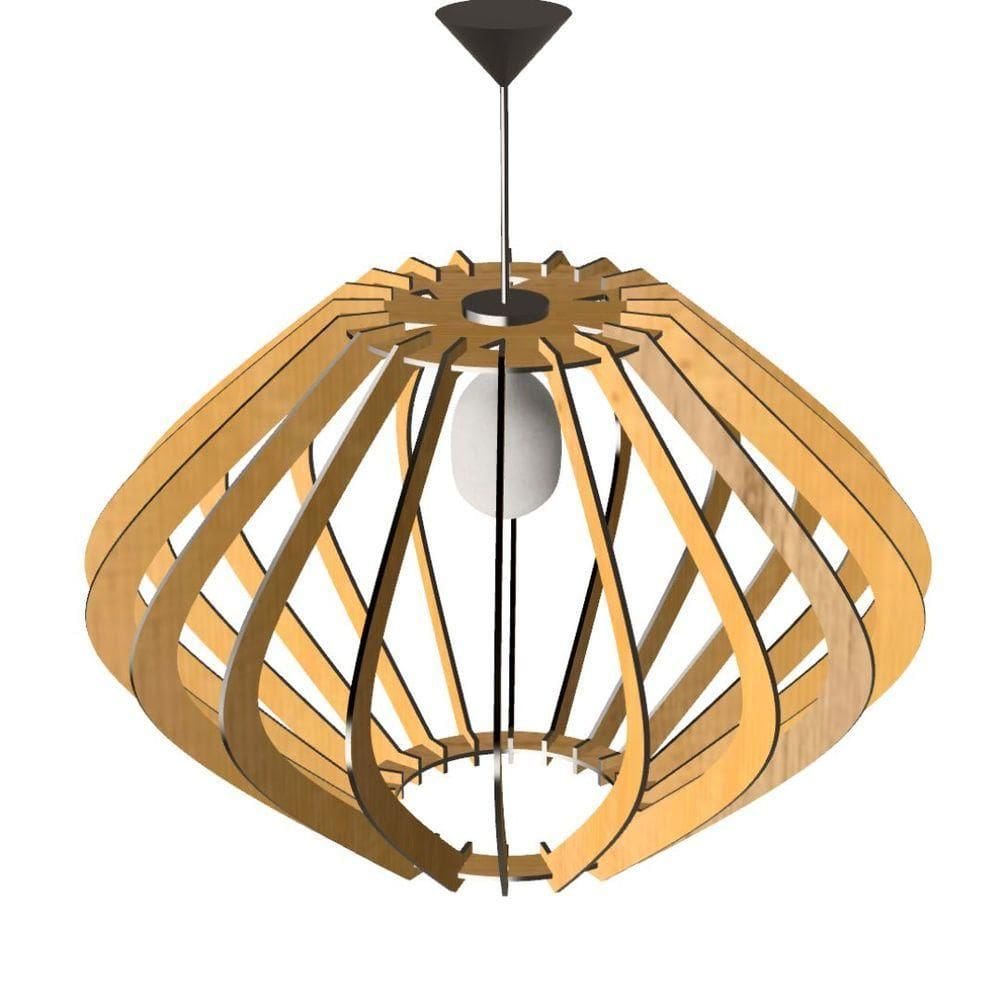 Luminária Teto Tipo Pendente Parentesis Mdf Completa - MDF Cru