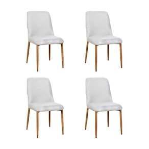 Kit 4 Cadeiras De Jantar Montana Estrutura Aço Carbono Laminado Natural Com Estofado Linho Cru