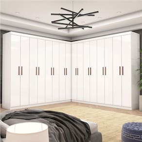 Closet Casal Duplo Rubi Premium 16 Portas 8 Gavetas Branco