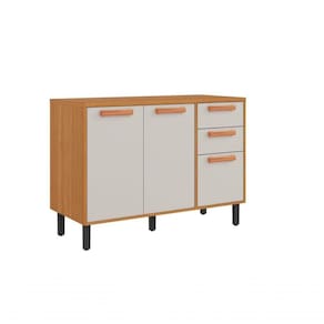 Balcão 3 Portas 2 Gavetas 120cm Com Tampo Nápoles - Itatiaia Cinamomo-off White