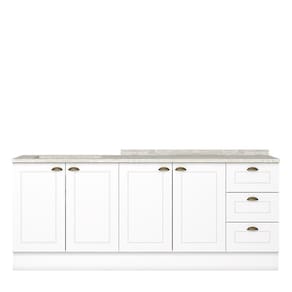 Cozinha Modulada Americana 2 Peças Balcões 120cm E 80cm Branco/calcare Com Tampos Mdp - Móveis Henn Branco/calcare