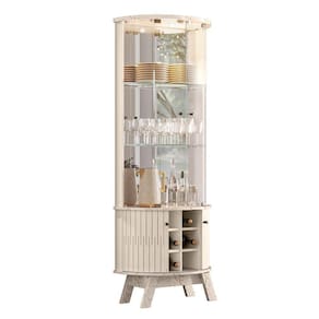 Cristaleira Com Espelho Marina - 7 Decor Calacata E Off White