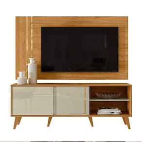 Combo Painel De 60 Polegadas + Rack Cronos - 7 Decor Cumaru E Opala