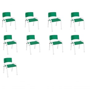 Kit 9 Cadeiras Infantil Iso, , Base Branco Verde Escuro