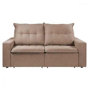 Sofá Para Sala Reclinavel Estofado Berlim 200cm Veludo Bege