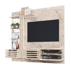 Painel Bancada Suspensa Para 60 Polegadas Frizz Supreme - 7 Decor Calacata E Off White