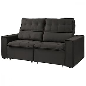 Sofá Para Sala Reclinavel Estofado Cancún 200cm Veludo Cacau Marrom Escuro