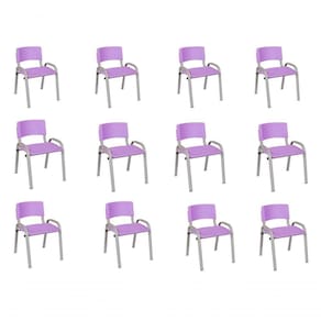 Kit 12 Cadeiras Infantil Iso, , Base Cinza Lilas