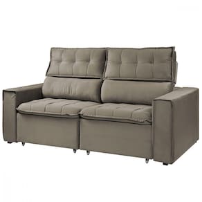 Sofá Retratil Reclinavel Estofado Cancún 200cm Veludo Castor Castor