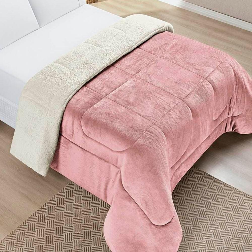 Edredom King Coberdrom Sherpa/mantinha Everest 1 Peça - Rosa Secreto