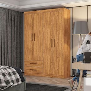 Guarda Roupa Casal Lu 4 Portas 2 Gavetas Carioca Móveis Cinamomo