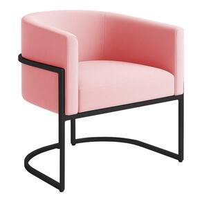Poltrona Decorativa Luana Veludo Com Pés De Ferro Preto 7 Decor Rosa