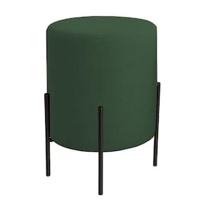 Puff Orgânico Veludo Thor Com Pés De Ferro Preto Verde Escuro