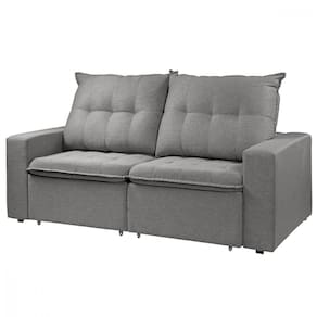 Sofá Para Sala Reclinavel Estofado Berlim 200cm Veludo Cinza